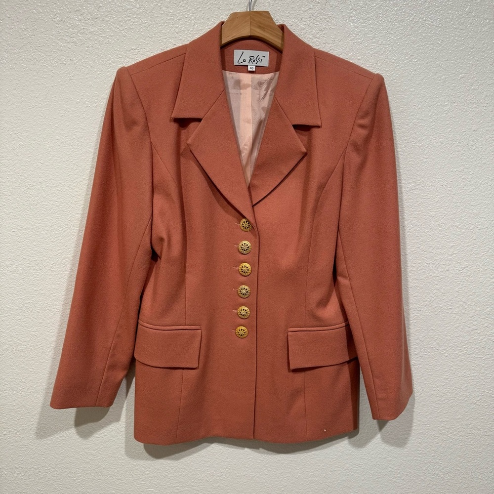 vintage la rossi salmon orange button down blazer jacket coat outerwear